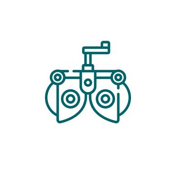 Phoropter icon in teal on white background.